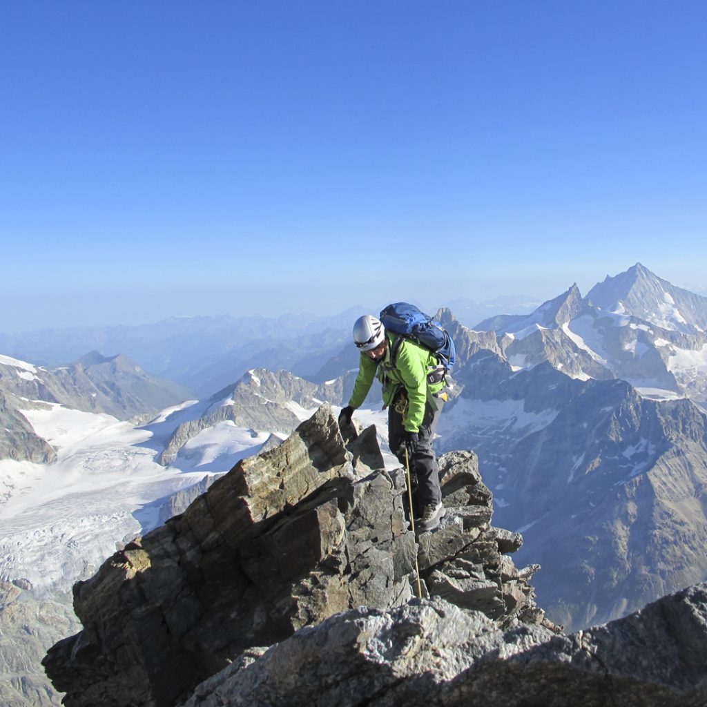 Barbara Esser auf dem Hörnligrat, Matterhorn Gipfelbesteigung